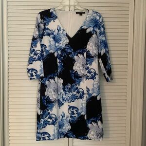 Boston Proper blue and white floral dress size 10